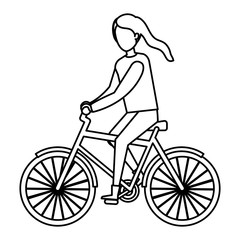 Fototapeta na wymiar young woman riding bicycle character