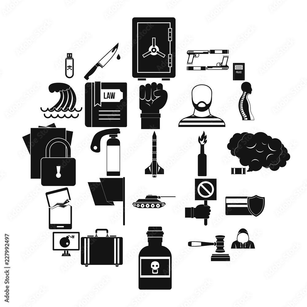 Poster breach icons set. simple set of 25 breach vector icons for web isolated on white background