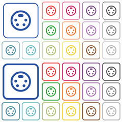 S-video connector outlined flat color icons