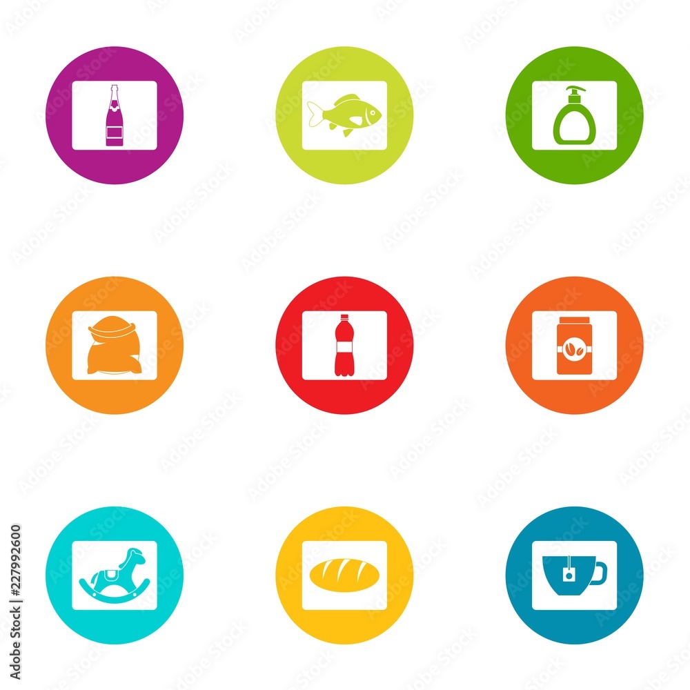 Poster possession icons set. flat set of 9 possession vector icons for web isolated on white background