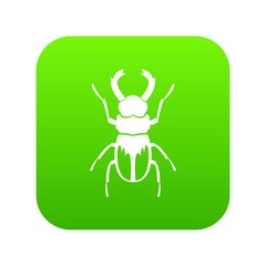 Rhinoceros beetle icon digital green for any design isolated on white vector illustration