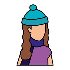 young woman with winter clothes