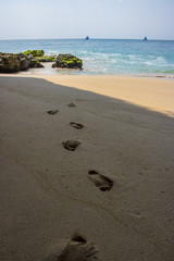 footprint on beach sand