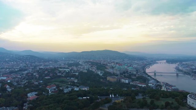 4K drone footage Budapest Gellert Hill City View