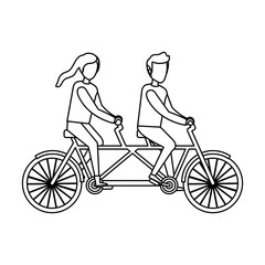 couple ridding bicycle tandem