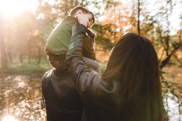 Fototapeta premium happy family in autumn park