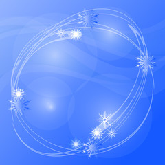 Fototapeta na wymiar New Year. Christmas. Celebration. Blue background, texture. Snowflakes. Template, postcard. Frame.