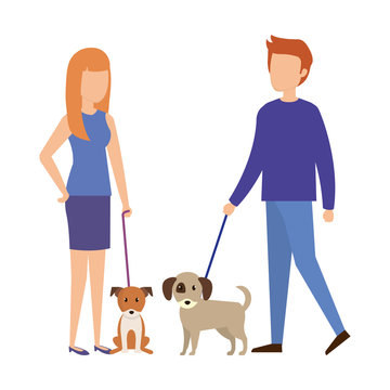 couple with dog characters