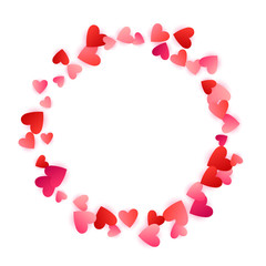 Red flying hearts bright love passion vector background.