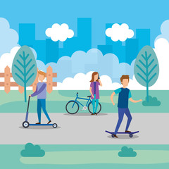 young people in skateboard in the park