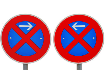 traffic sign for no parking isolated on white background