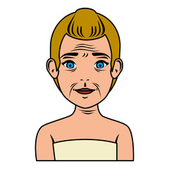 old woman in towel treatment character