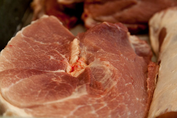 fresh raw meat on old wooden table
