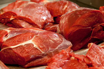 Raw beef meat on a cutting board