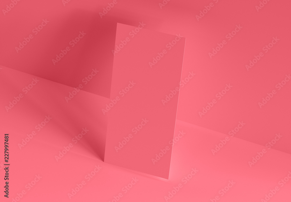 Poster dl vertical flyer mockup on colorful background. 3d rendering.