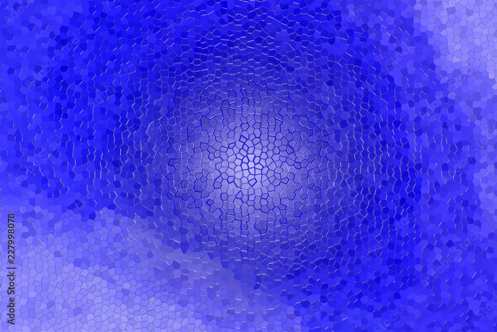 Poster 3d rendering of mosaic surface in different blue color
