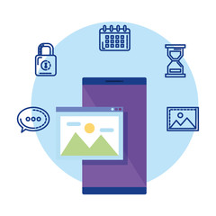 smartphone with settings menu icons