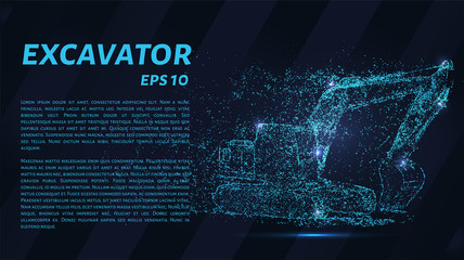 The excavator of the particles. The excavator consists of small circles. Vector illustration. © newrossosh