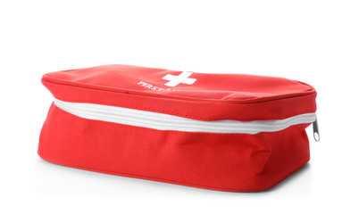 First aid kit on white background. Health care