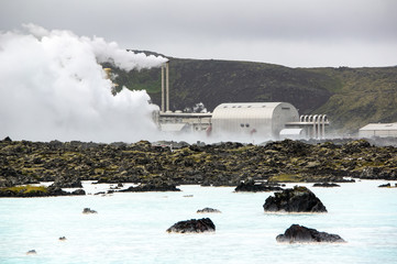 Building outside the famous geothermal Blue Lagoon spa in Iceland