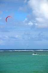 Kiteboarder Off Shore of Kauai Hawaii