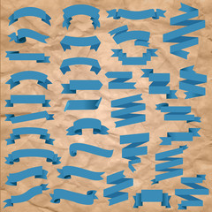 Blue Web Ribbon Big Set Cardboard Background