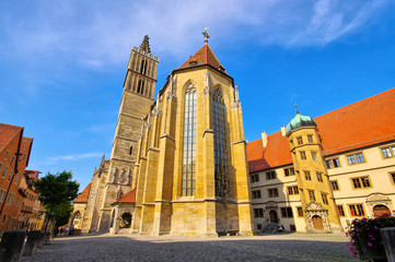 Rothenburg Stadtkirche St. Jakob - Rothenburg in Germany, the church St. Jakob - obrazy, fototapety, plakaty