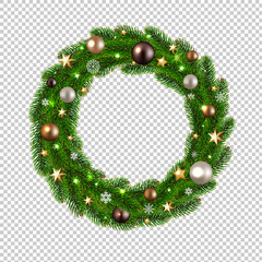 Fototapeta na wymiar Christmas Wreath Isolated Transparent Background