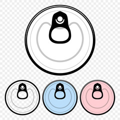 Ring of the can to open of food. Element aluminum cans. Vector illustration. The view from the top. Transparent background.
