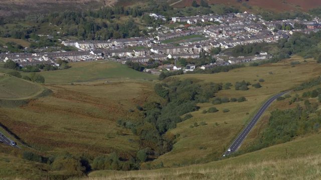 View towards Cwmparc and Treorchy in the Rhondda Valley Rhondda Cynon Taf Wales