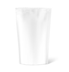 Set of realistic doy pack mock up isolated on white background. Vector illustration. Front view. Can be use for template your design, presentation, promo, ad. EPS 10.