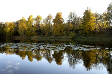 Autumn landscape with evening sun