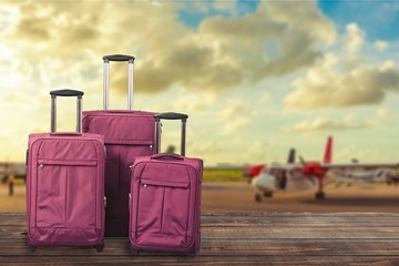 Large suitcases on background,travel concept