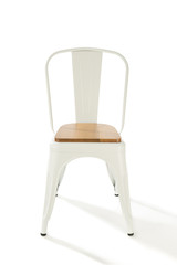 Steel chair with wood isolated on white background.  