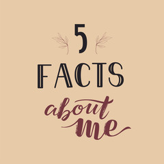 Social Media Stories Template Lettering SMM 5 facts about me on pink background