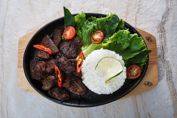 grilled salmon steak with vegetables