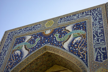 Details of tile of Abdul Aziz Khan Madrasa, Bukhara, Uzbekistan
