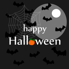 Flat design flying bat. Happy Hallowen. Hallowen party poster design. Vector illistration.