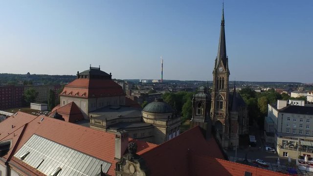 Drone aerial Chemnitz, Petrikirche, Opernhaus, Kunstsammlungen