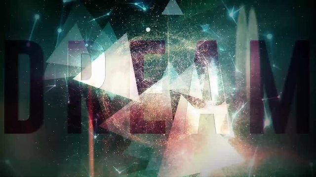 Abstract background and text Dream. Graphic video for dreaming, thinking. Inspirational and modern text video.
