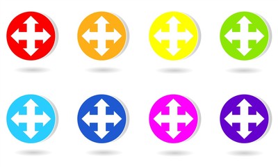 Set of circle icon with arrows. Vector graphic illustration of rainbow colors.