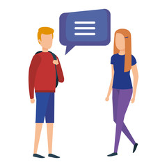couple talking with speech bubble