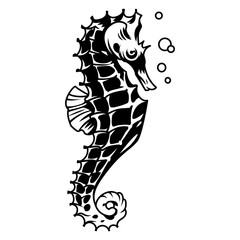 Vintage monochrome beautiful seahorse concept © DGIM studio