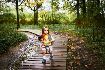 Kids walking green park