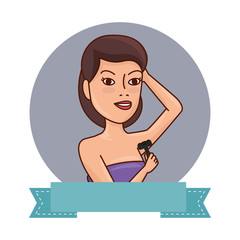 woman in towel waxing armpit with razor blade