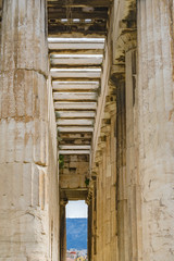Ancient Temple of Hephaestus Entrance Columns Agora Athens Greece