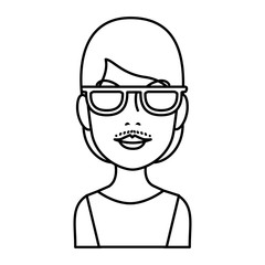 woman with facial hair with sunglasses