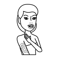 woman in towel with facial hair