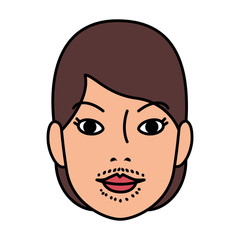 head woman with facial hair
