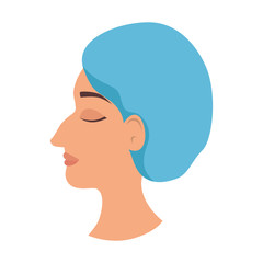 profile of woman with ugly nose and surgery cap